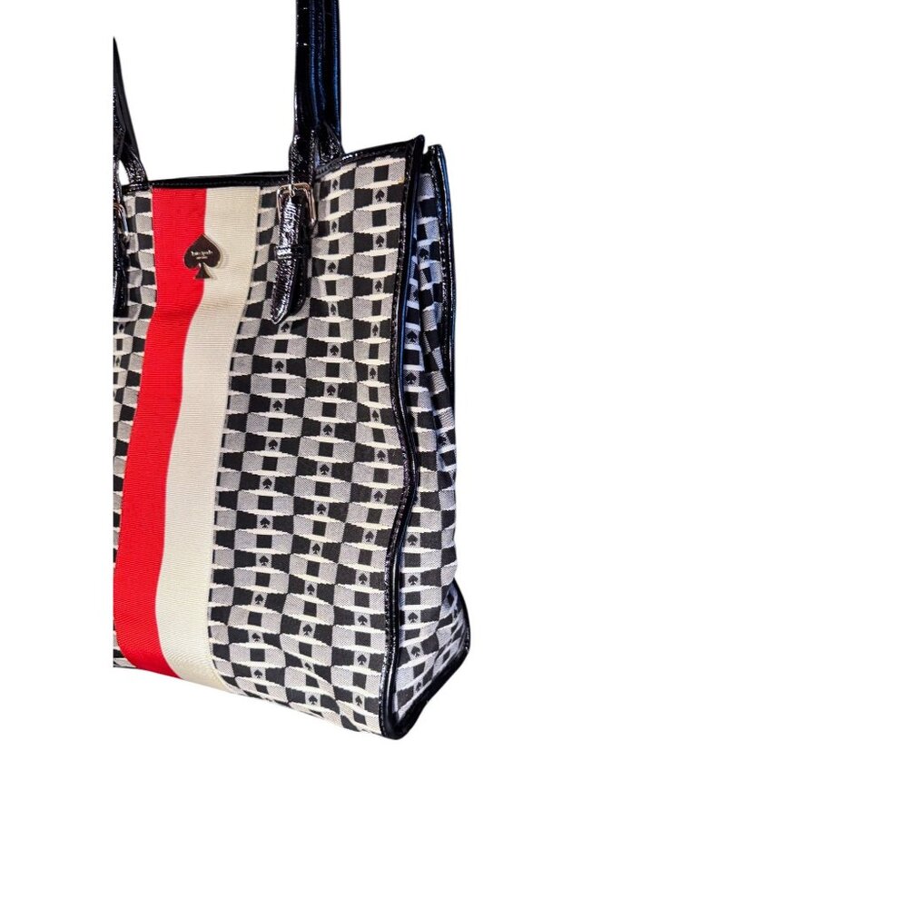 Kate Spade Black and White Shoulder Bag with Red Stripe - Picture 11 of 15